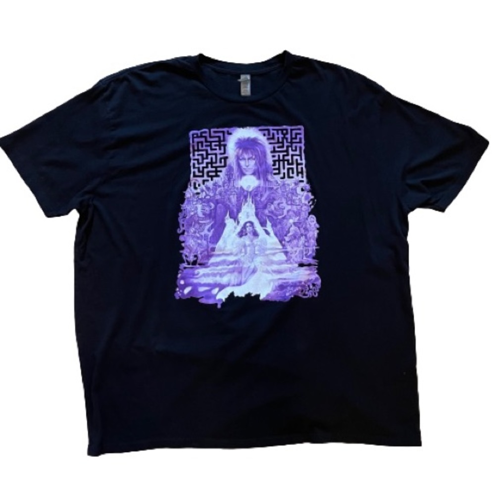 David Bowie "Labyrinth" T-Shirt Black with Purple Graphic Size 3X